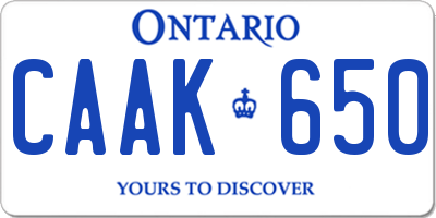 ON license plate CAAK650