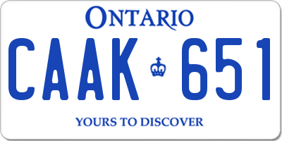 ON license plate CAAK651