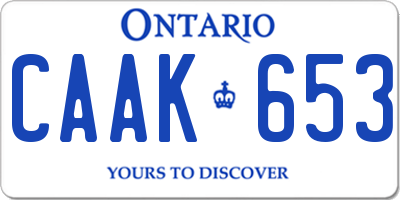 ON license plate CAAK653