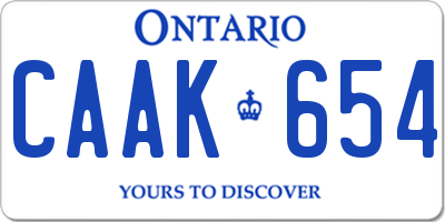 ON license plate CAAK654