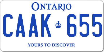 ON license plate CAAK655