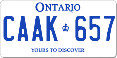 ON license plate CAAK657