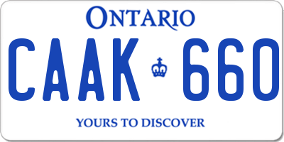 ON license plate CAAK660