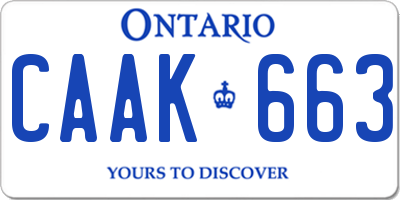 ON license plate CAAK663