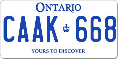 ON license plate CAAK668