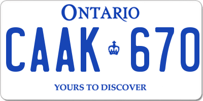 ON license plate CAAK670