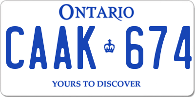 ON license plate CAAK674