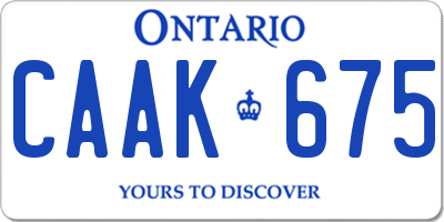 ON license plate CAAK675