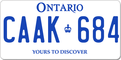 ON license plate CAAK684