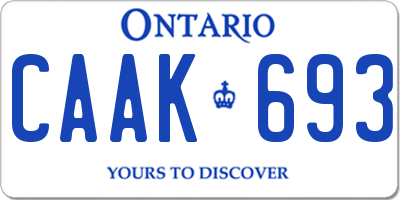 ON license plate CAAK693