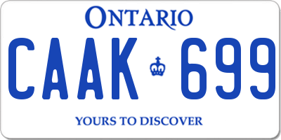 ON license plate CAAK699