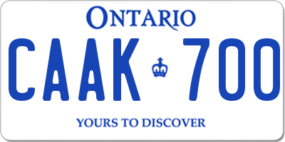 ON license plate CAAK700