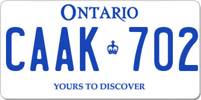 ON license plate CAAK702