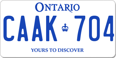 ON license plate CAAK704