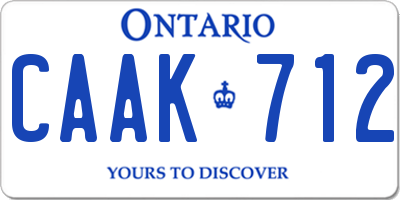 ON license plate CAAK712