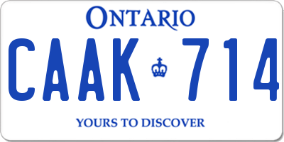 ON license plate CAAK714