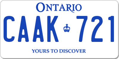 ON license plate CAAK721