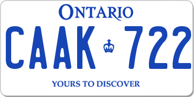 ON license plate CAAK722