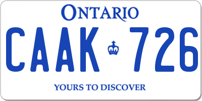 ON license plate CAAK726