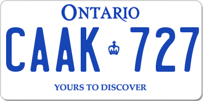 ON license plate CAAK727