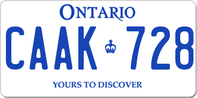 ON license plate CAAK728