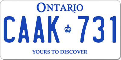 ON license plate CAAK731