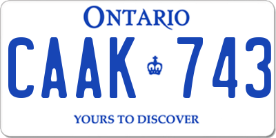 ON license plate CAAK743