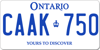 ON license plate CAAK750