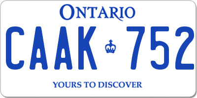 ON license plate CAAK752