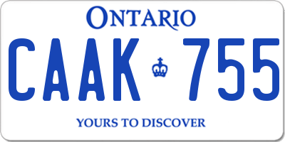 ON license plate CAAK755