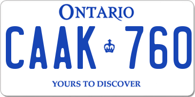 ON license plate CAAK760