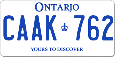 ON license plate CAAK762