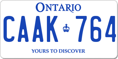 ON license plate CAAK764