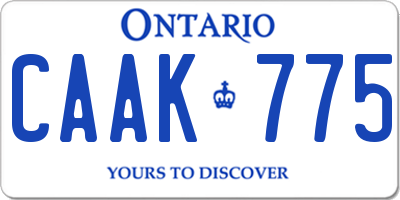 ON license plate CAAK775