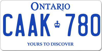 ON license plate CAAK780