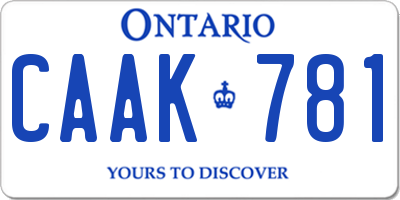 ON license plate CAAK781