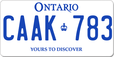 ON license plate CAAK783