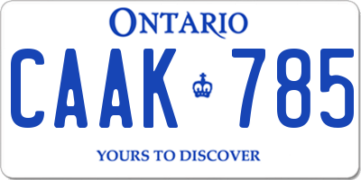 ON license plate CAAK785