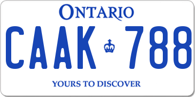 ON license plate CAAK788