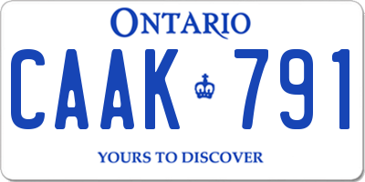 ON license plate CAAK791