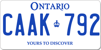 ON license plate CAAK792