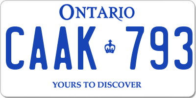 ON license plate CAAK793