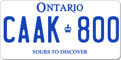 ON license plate CAAK800