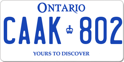 ON license plate CAAK802