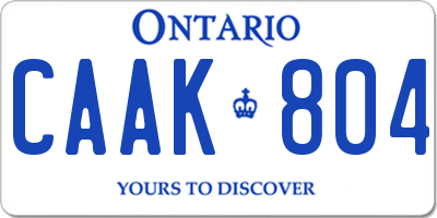 ON license plate CAAK804