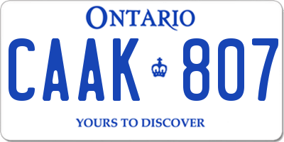 ON license plate CAAK807