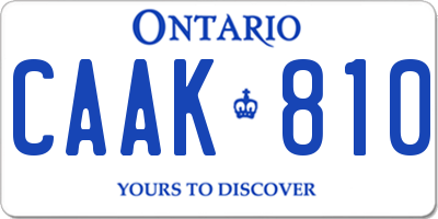 ON license plate CAAK810