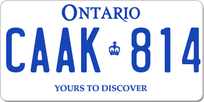 ON license plate CAAK814