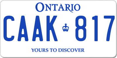 ON license plate CAAK817