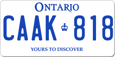 ON license plate CAAK818